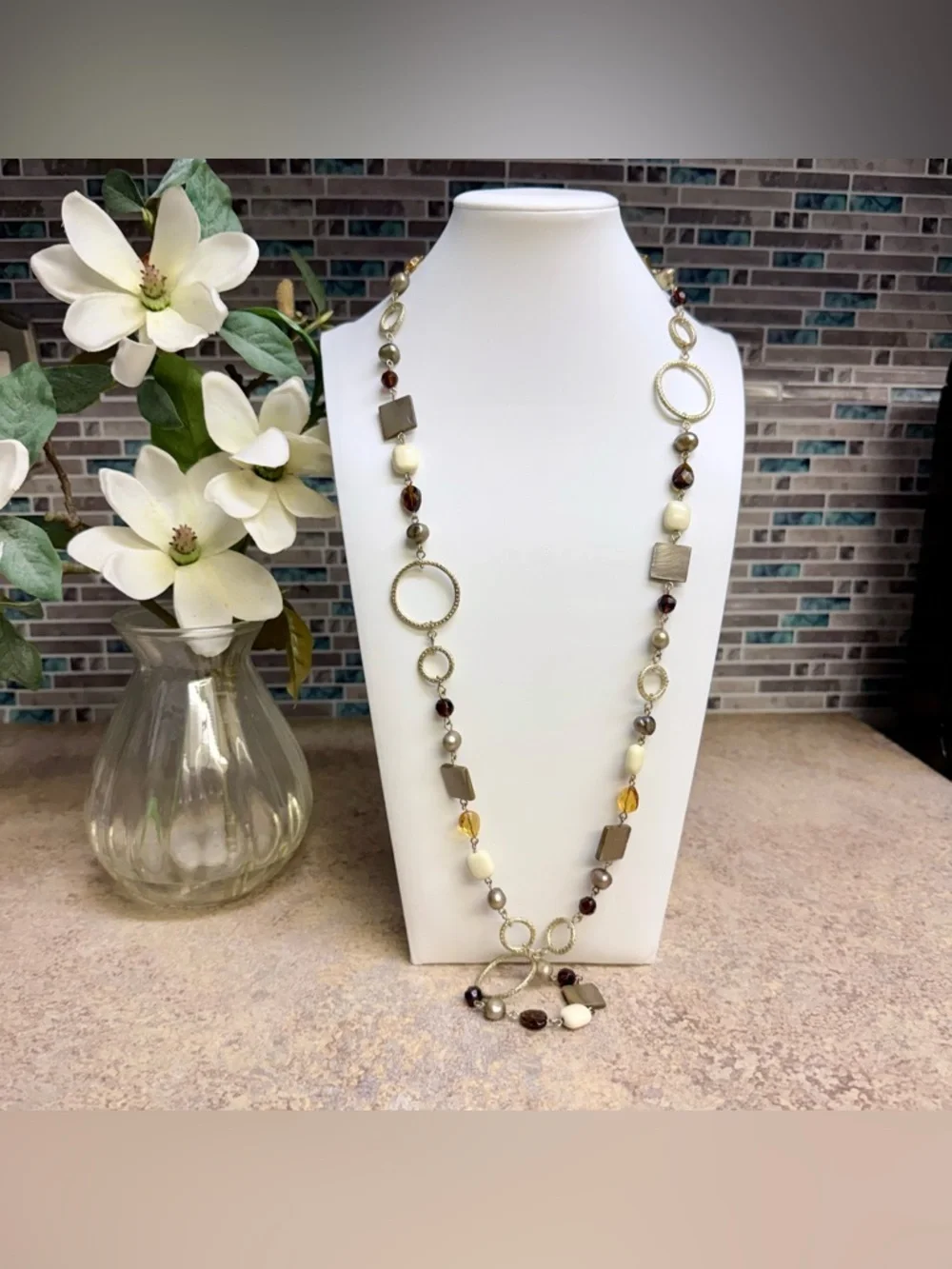 Lia Sophia Ciprani Necklace Long Chunky Bohemian Chic Earth Tone